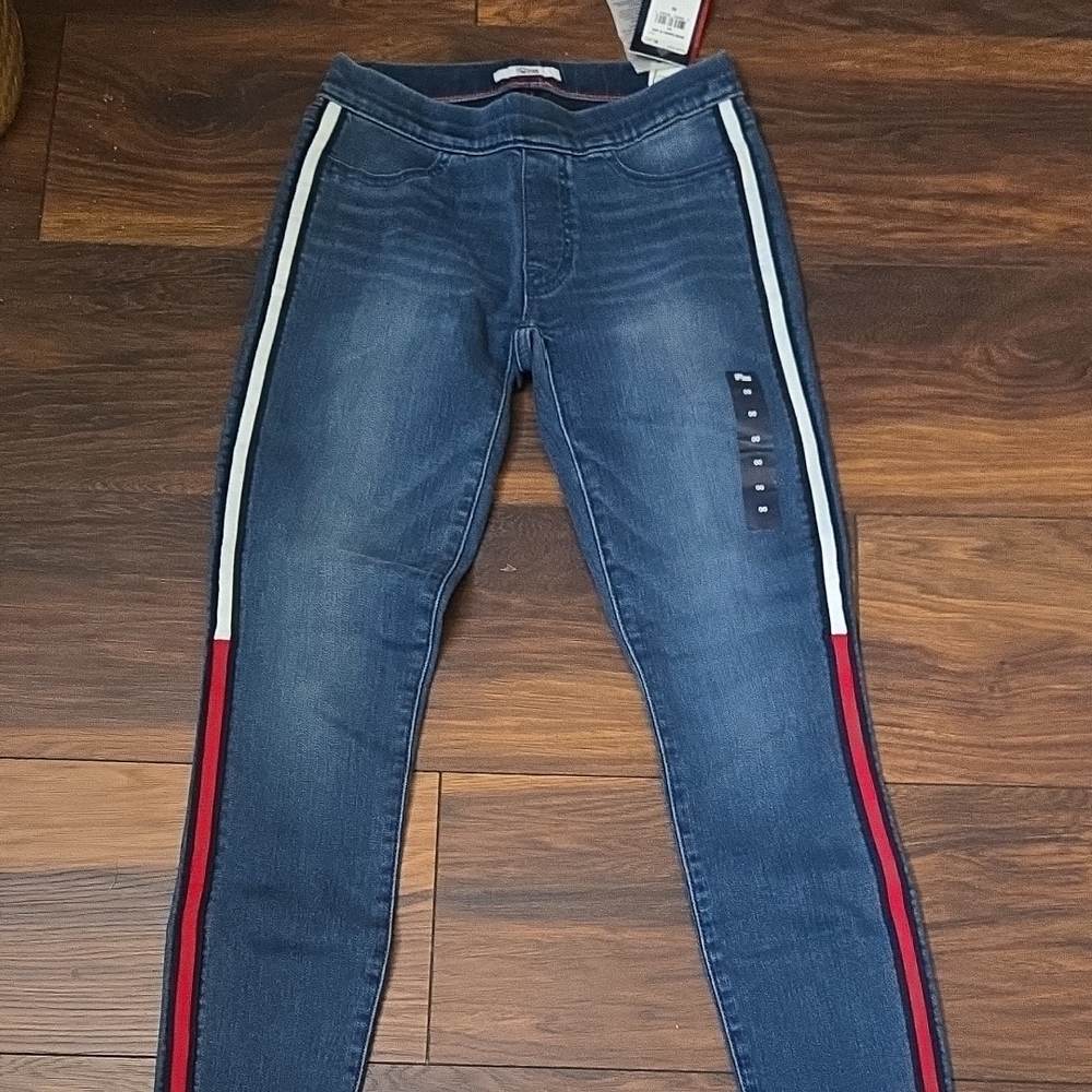 Tommy Hilfiger Blue and Red Jeggings with Sporty Stripes